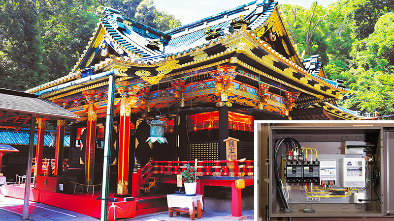 Photo of shrine and products preventing electrical fires