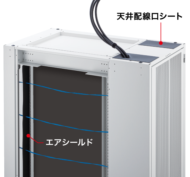 天井部からの入出線、側面部の前後配線