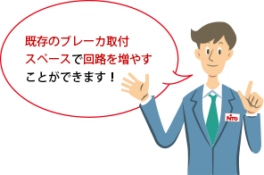 既存のブレーカ取付スペースで回路を増やすことができます！